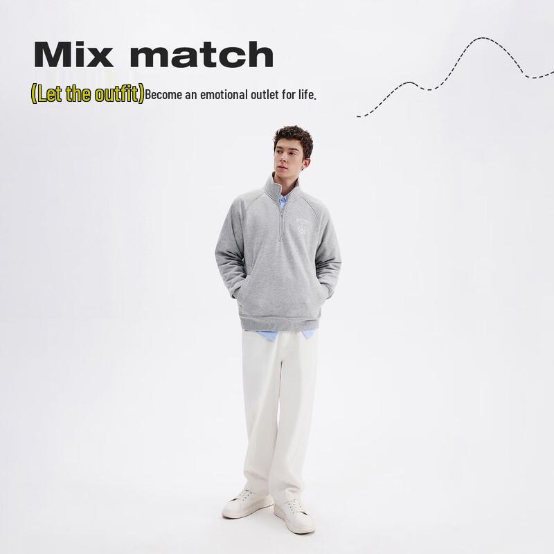 NVG·YOUNG Men's Fleece Lined Half-Zip Stand-Up Collar Sweatshirt