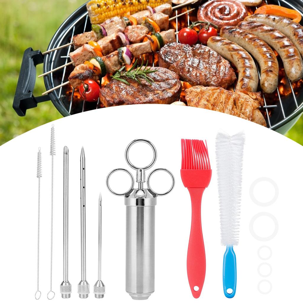 BBQ Meat Injector Kit Condiment Seasoning Syringe Barbecue Tools Kitchen Accessory