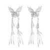 Silver Color Butterfly Tassel Hair Claw Leaf Chinese Butterfly Hairpins Metal Shark Clip  Party