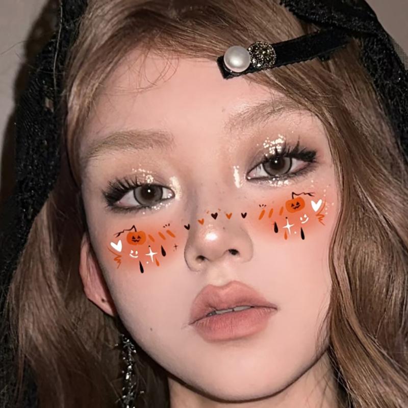 10 Stück Halloween Vampir Fledermaus Falsche Sommersprossen Temporäre Tattoo Aufkleber Für Kind Frau Heißfolienprägung Sommersprossen Make-up Party Gesichts-Make-up