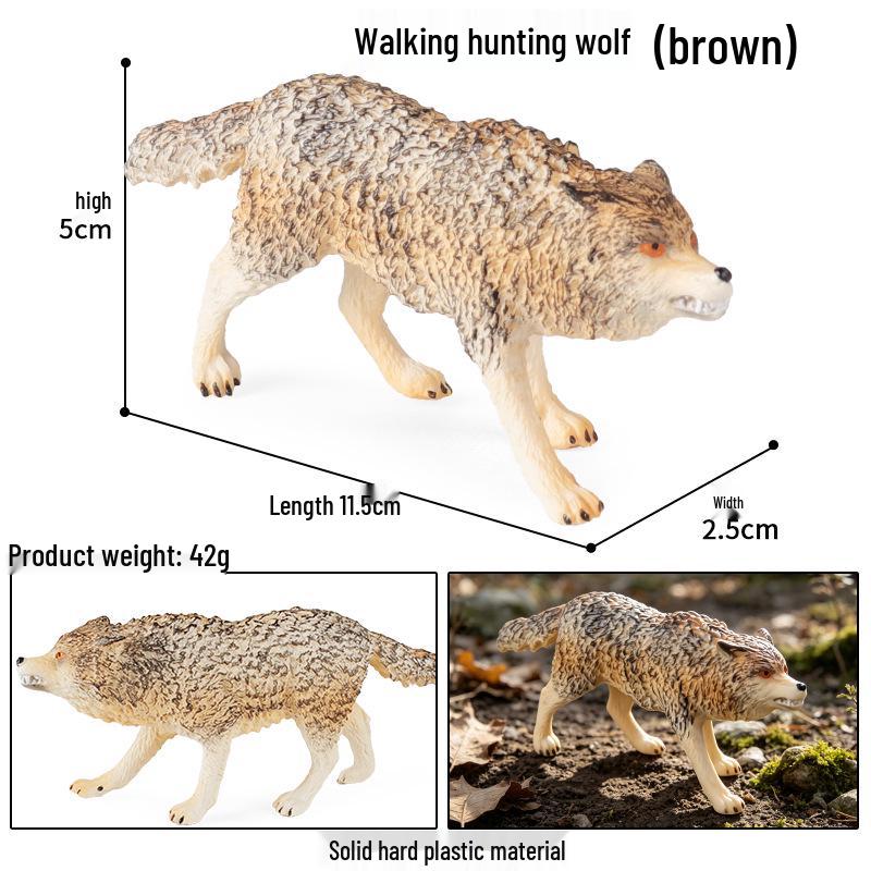 Cross-border Wild Animal Model: Prairie, Brown, Snow, Predator Wolves & Cub Educational Display Toy