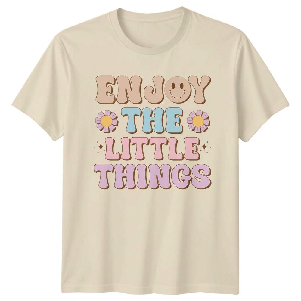 Enjoy The Little Things TShirt Groovy Retro Positive Quote Gift For Him Her