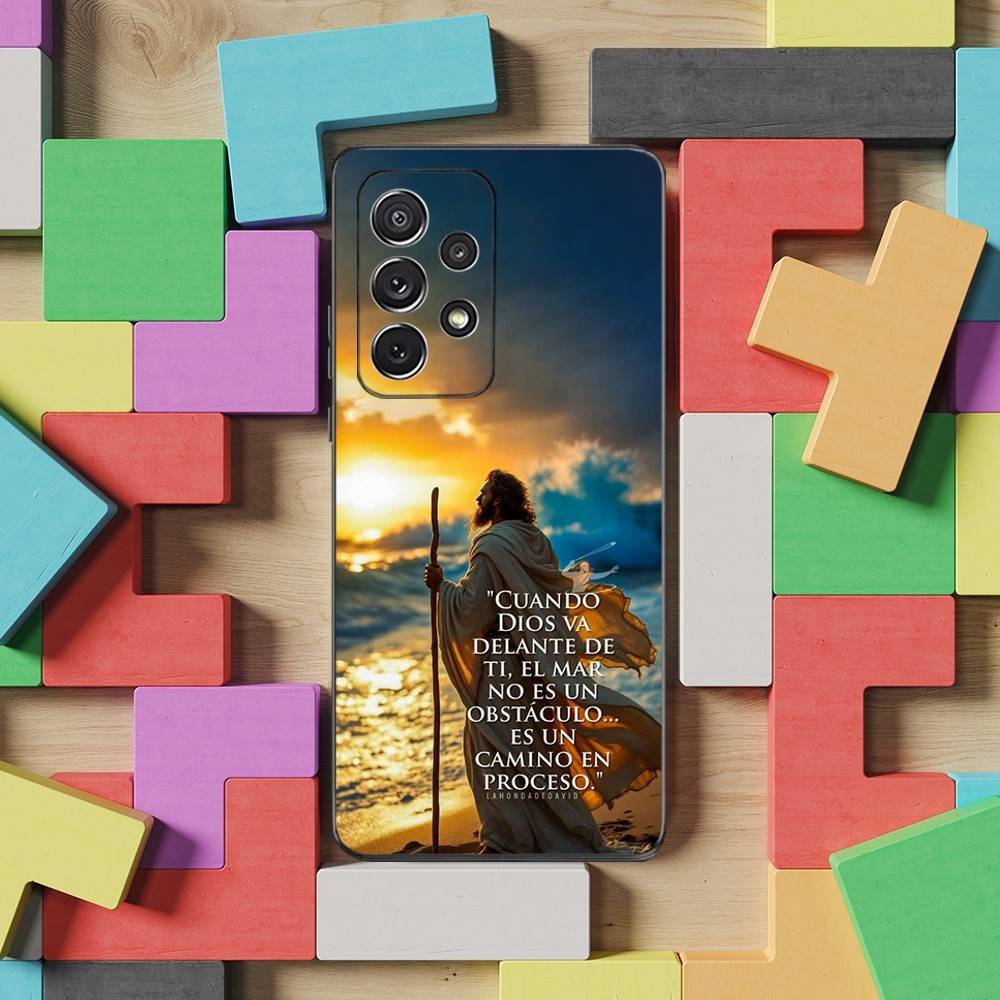 

Jesus Bible Verse Spanish Phone Case For Samsung S25,S24,S23,S22,S21,S20,S10,Ultra,Plus,Lite,FE,Soft Silicone Black Cover Samsung S22plus5G