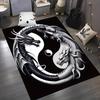 Yin Yang Double Dragon Print Area Rug, Non-Slip Decorative Floor Mat for Living Room, Bedroom and Patio Decor