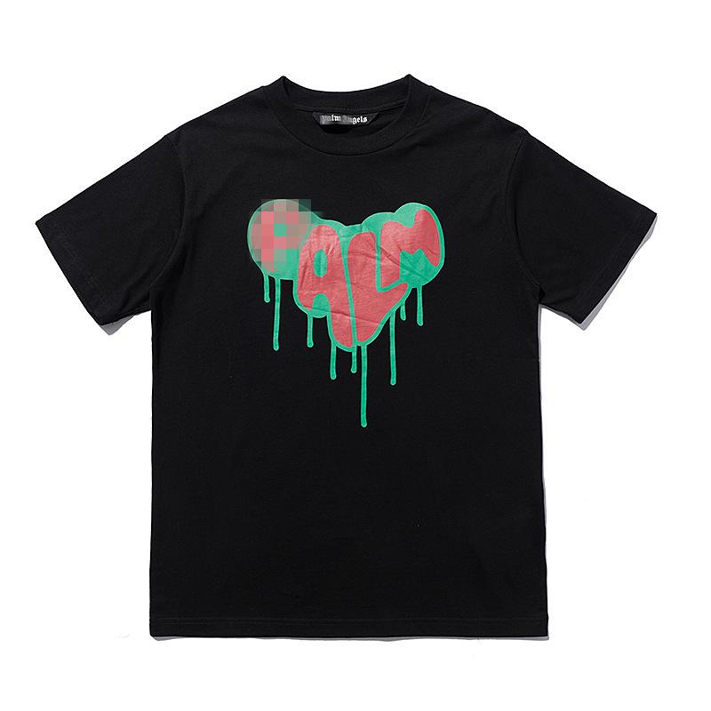Grenzüberschreitende europäische und amerikanische Trendmarke Palm Angel Liebesbrief geschmolzen bedrucktes kurzärmeliges T-Shirt Herren und Damen Amerikanischer High Street
