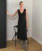 BITTERCELLS V-Neck Layered Jersey Long Dress - Black