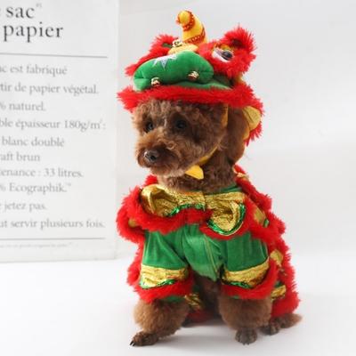 Plush Pet Clothes Polyester Chinese Style Pet Costume New Warm Winter Outfits  Visiting Clothing