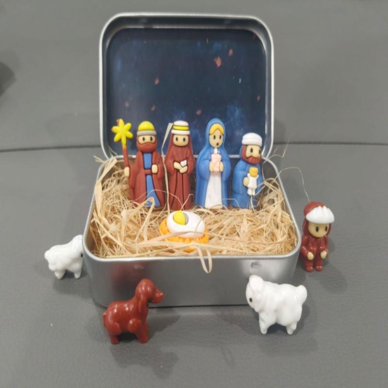 Resin Nativity Scene Statue Jesus Home Office Cafe Room Studio Table Ornament Christian Religion Decor Acrylic Figurine