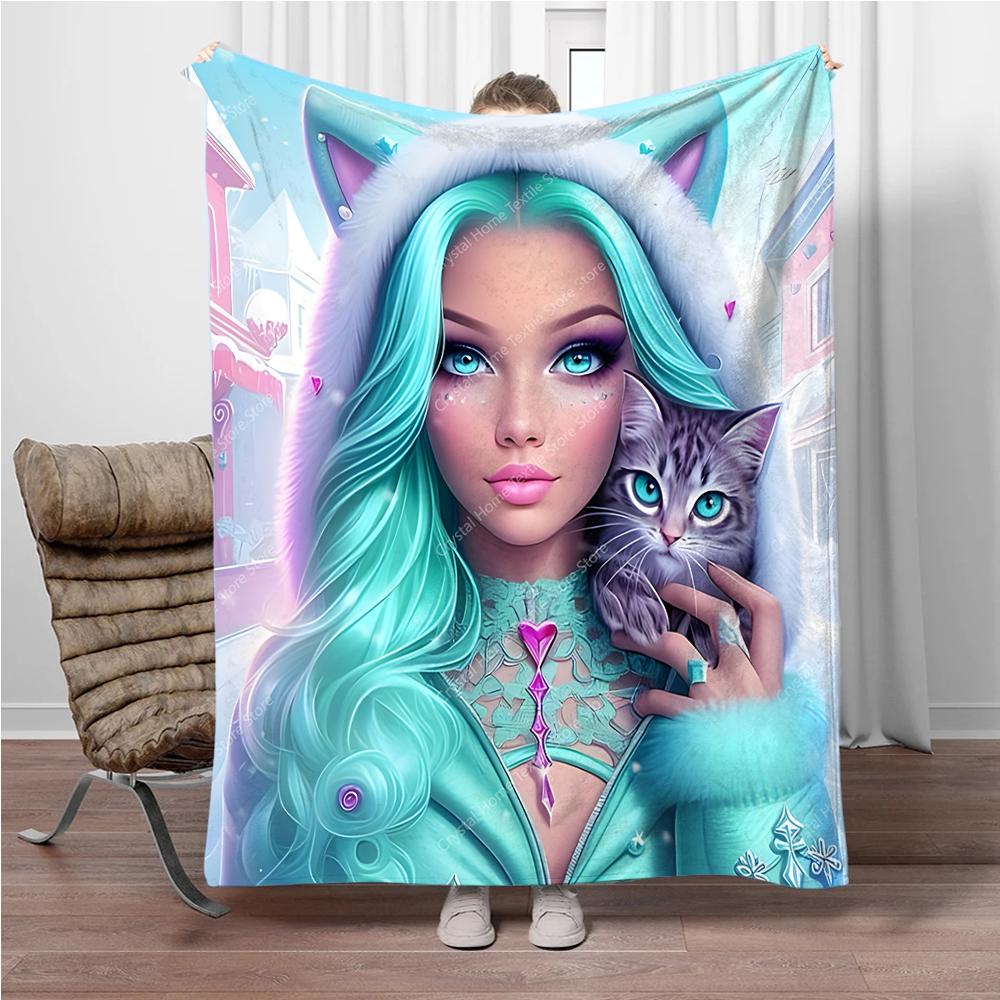 Featuring a Beautiful Woman Flannel Blanket Soft Fluffy Throw Kids Adult Quilt Blanket For Sofa Bed Throw Outdoor Travel Camping