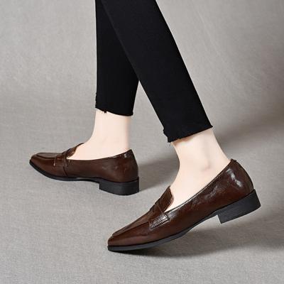 Damen Frühling neue flache Mund kleine einzelne Schuhe spitz flache Schuhe einfaches Temperament kleine Lederschuhe