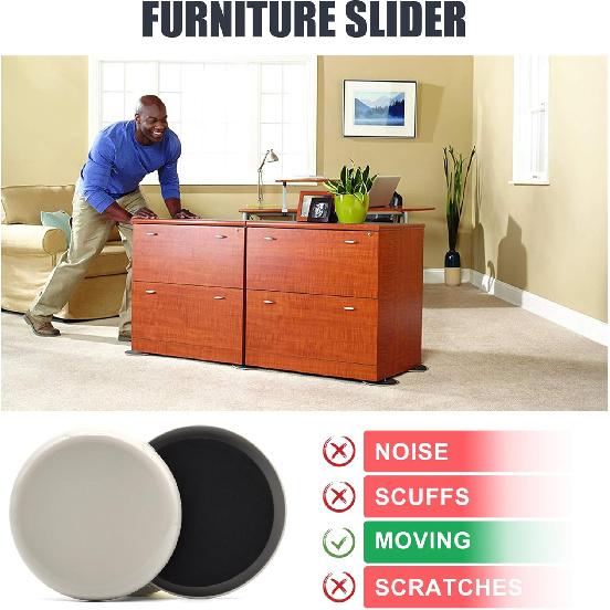 Furniture Sliders, 8 Pcs 3 1/2'' Furniture Sliders Pads for Hardwood Floors, Chair Legs Floors Protectors, Reusable Round Glides Glider, Heavy Duty