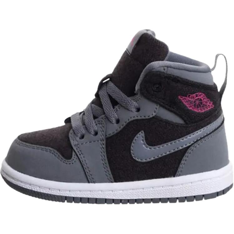 

Jordan Air Jordan 1 Leather High top Toddler Shoes Gray Black Infant And Toddler 705324-002 27