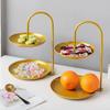 ZISIZ Light Luxury 2-Tier Round Metal Fruit Candy Plate