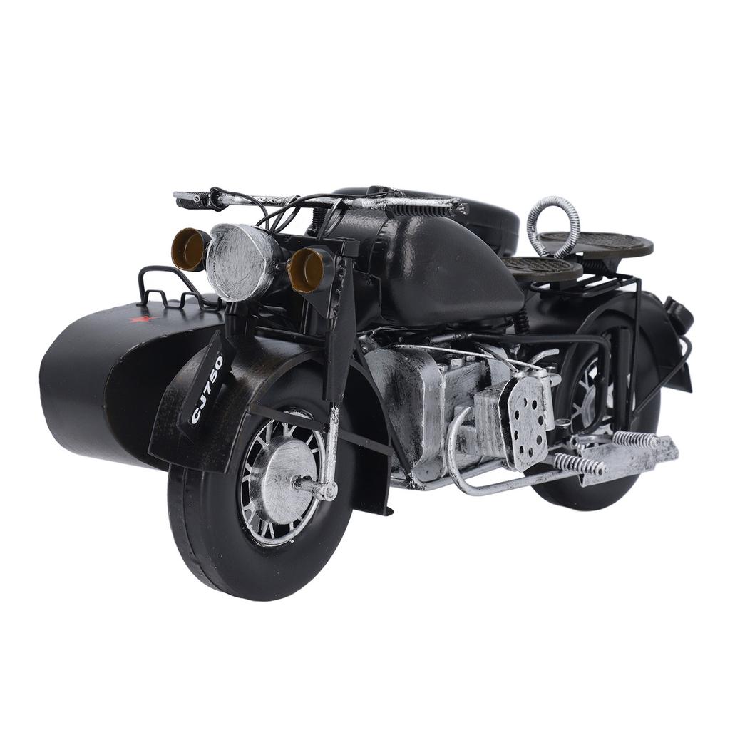 Vintage Trike Motorcycle Model Desktop Home Decor Simulation Retro Three Wheel Sidecar Motorcycle