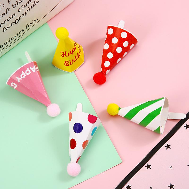 Mini Birthday Hat & Banner Cake Decorations - Internet Celebrity Style Baking Accessories