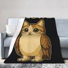 Coperta a Maglia Divertente Meowl Gatto Gufo Brainrot Meme Coperta in Flanella alla Moda Copriletto Sottile Stampato aereo Multifunzione