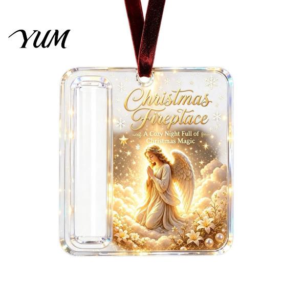 Money Gift Ornament Christmas Acrylic Holder Ornament, Xmas Holiday Cash Transparent with Slot, Tree Hanging Decoration