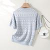 Damen Kurzarm-Stricktop mit Blumenprint