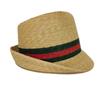 Used 9539 Woven Straw Hat 434760 K0M00 9666 7919 Sherry Green Red Straw Medium 22.4" Unused Web Stripe Natural Women's