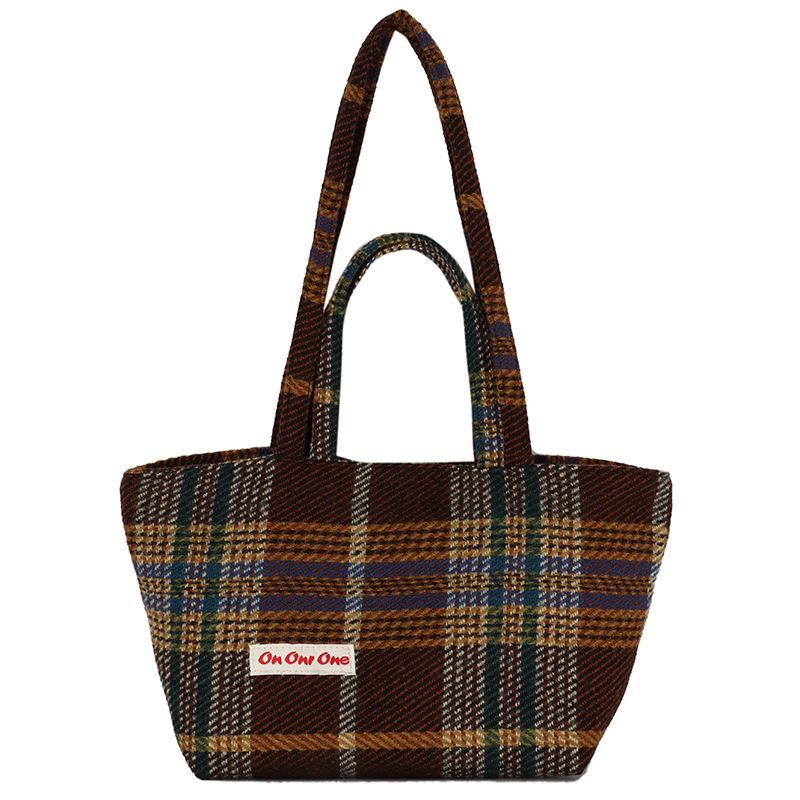 

Осень/Зима Сумка-тоут большой вместимости в клетку - Универсальная сумка в корейском/японском стиле для женщин-студенток 35cm x 9cm x 20cm