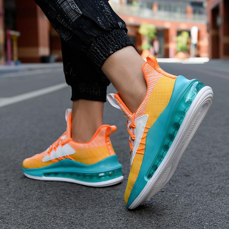 Neue fliegende gewebte atmungsaktive Sportschuhe Herren Low-Top Rückfederung Luftpolster Laufschuhe rutschfest Reiseschuhe