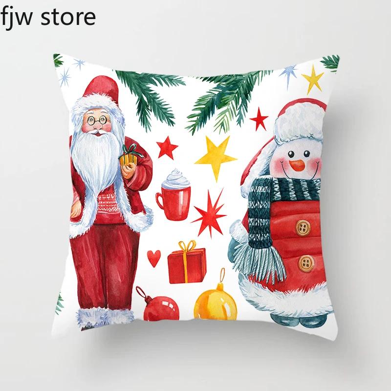 Merry Christmas and New Year Decoration Pillowcase Sofa  Ornament Office Chair Cushion Cover Hotel Home