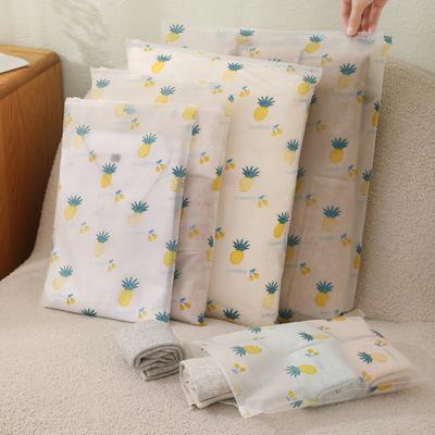 Print Bags Resealable Travel Luggage Organizer 5Pcs Pineapple Clothing Packaging Bags Frosted Translucent Waterproof