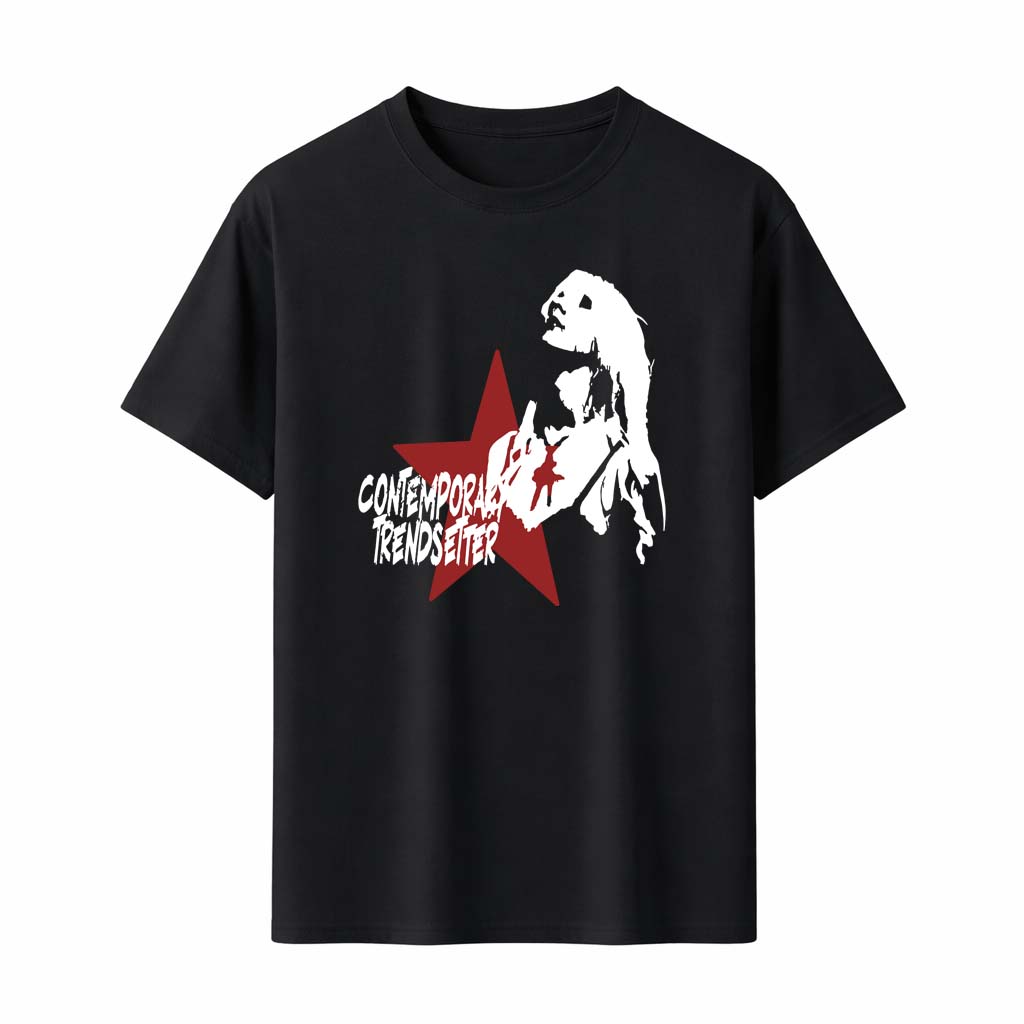 

Contemporary Trendsetter T-Shirt Men Women Star Graphic Print Tee Vintage Portrait Art Top Streetwear Urban Style - Men s Sum... S разноцветный