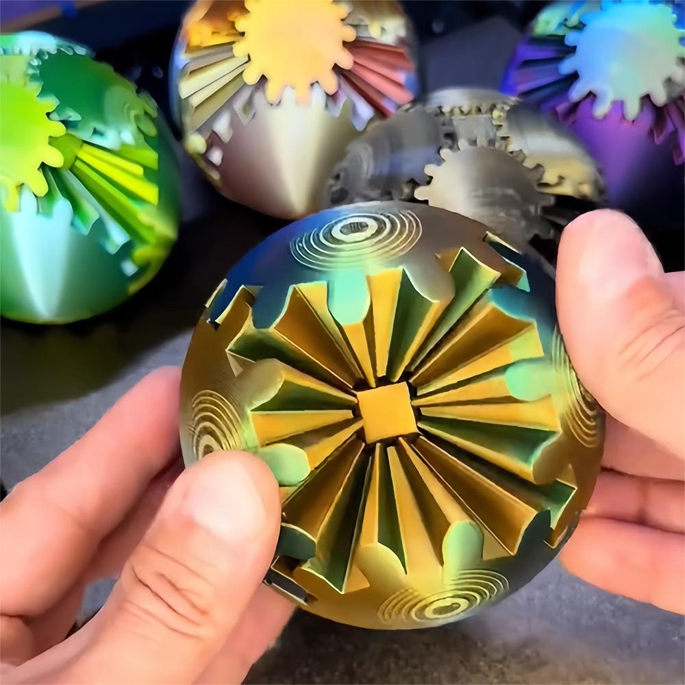 3D Printed Gear Ball Spin Ball Decompression Gear Ball Fingertip Relieve Anxiety Rotating Toy Home Decoration Ball Gift