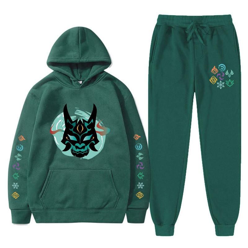 Mens Casual Hooded Sweatshirt Set With Slim Fit Jogger Pants Daily Wear Light Exercise