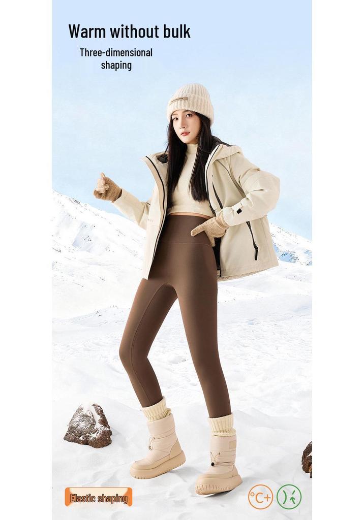 Women's Thickened Yoga Shark Pants - Winter 2025 Hip-Lifting Coffee Color Outerwear