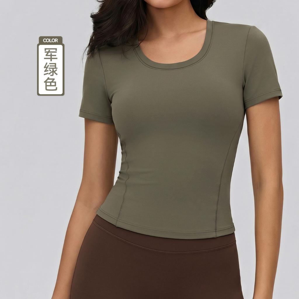 New yoga short-sleeved women's elastic and comfortable casual sports t-shirt skin-friendly breathable Pilates training fitness top
