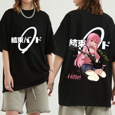 Anime Bocchi The Rock T Shirt Hitori Gotoh Kessoku Band Logo Graphic Unisex T Shirts Men's Women's Oversize Hip Hop T-shirt