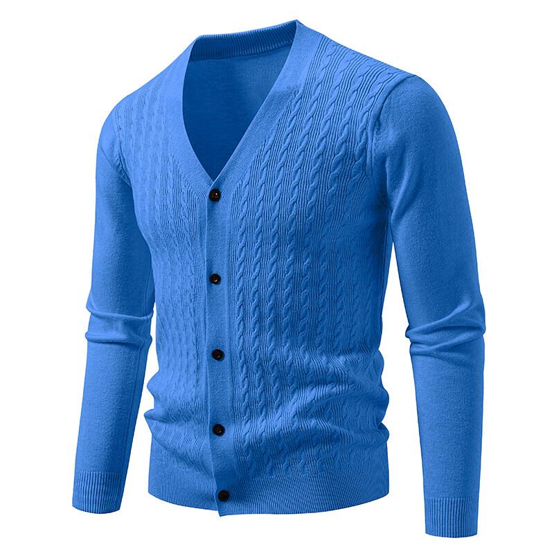 Men's Knitted Cardigan Casual V-Neck Sweater Outerwear Fashion Solid Color Knit Sweater Cardigans