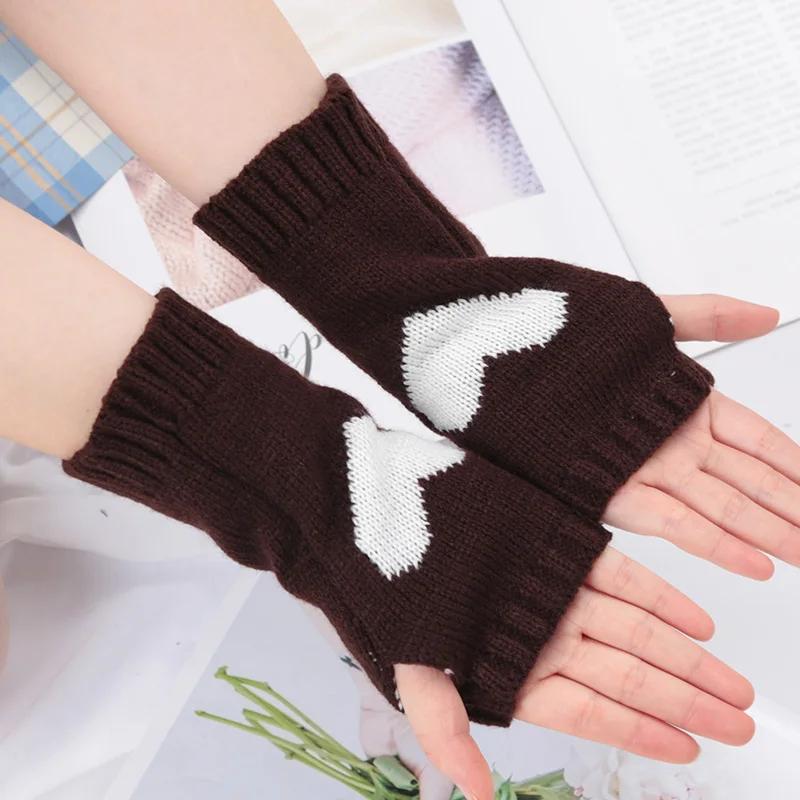 Knitted Half Finger Gloves Women's Warm Soft Winter Mittens for Girl Guantes Y2K Sleeve Girls Lolita Goth Fingerless Gloves