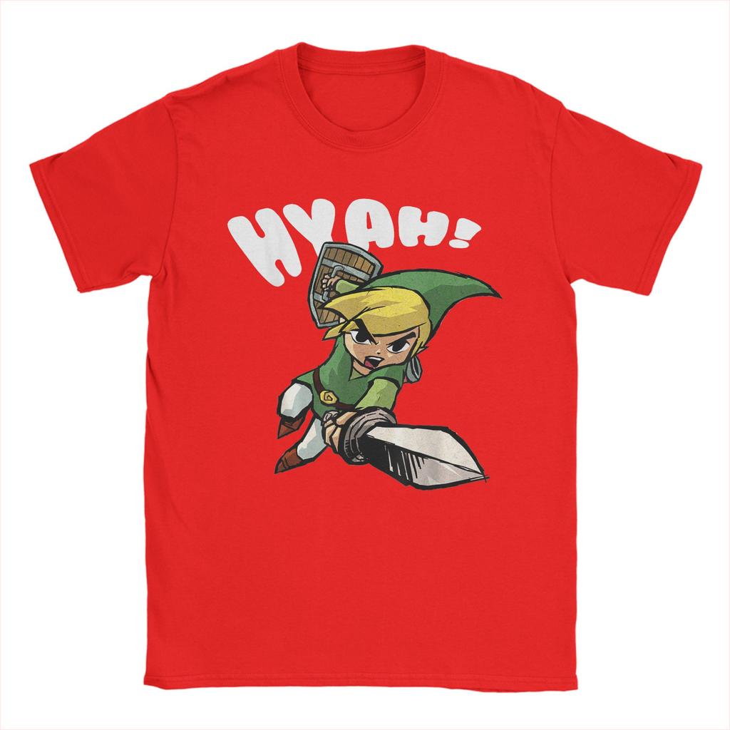 Zeldas Link Hyah Poster T Shirts Unisexs Pure Cotton Novelty TShirts Round Collar Tees Short Sleeve Tops Gift Idea