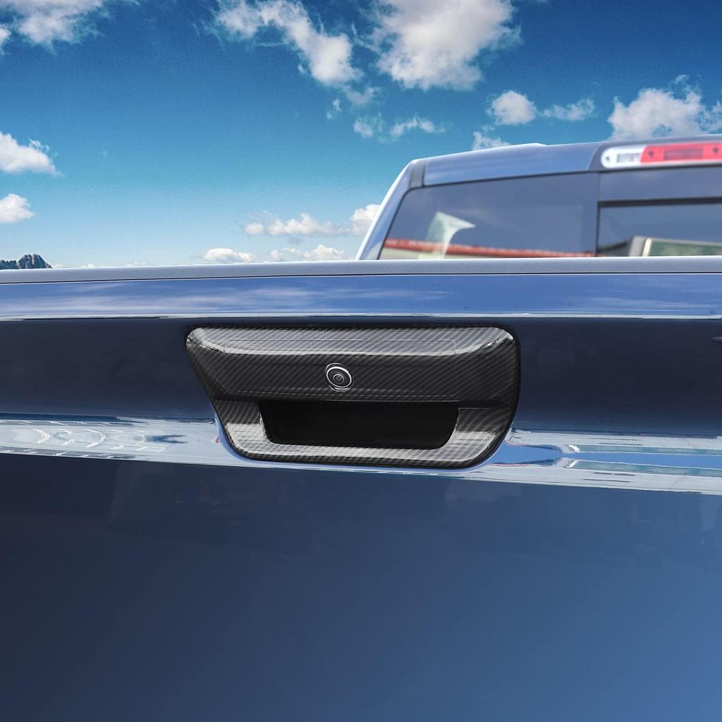 RT-TCZ Rear Trunk Door Tailgate Handle Cover Trim Decoration Accessories for 2018 2019 2020 2021 2022 Dodge Ram 1500 (Carbon Fiber Grain)