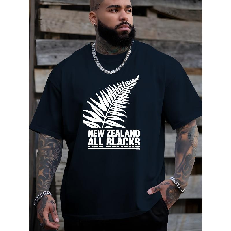 

Европейские размеры Мужская футболка с узором All Blacks - Дизайн с красным папоротником, Дышащая и свободного кроя, Подходит для летних видов спорта фанатов регби S чёрный