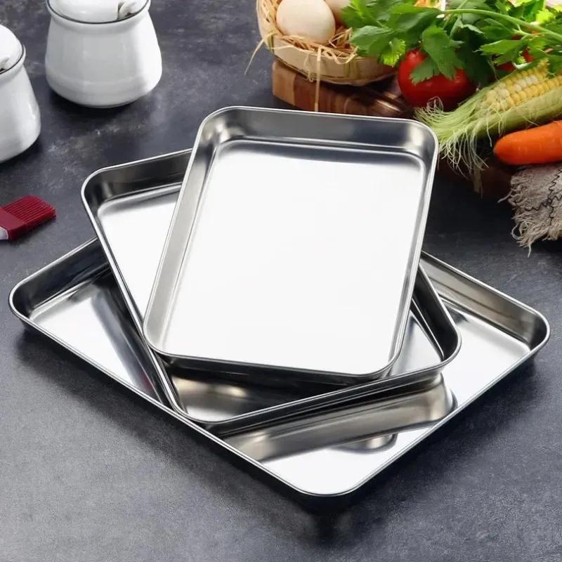 Rectangular Nonstick Pan Stainless Steel Cookie Cooking Sheet Baking Tray Steamed Sausage Dishes Fruit Grill Fish Plate Bakeware- for Nonstick Cookie