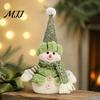 Festive Fabric Figurines for Shopping Malls Green Christmas Plush Figurines, Skiing Snowman Reindeer Stuffed Doll, Seasonal Gift Items Friends