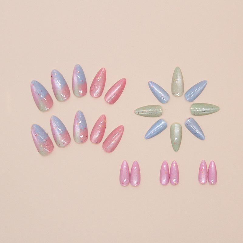Fake nails Cat's eye Wear nail Rainbow smudge Removable piece Simple nail piece Nail patch 24