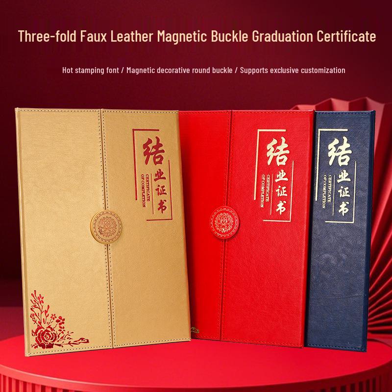 Gepersonaliseerde Hoogwaardige Drievoudige Leren Afstudeercertificaathoes