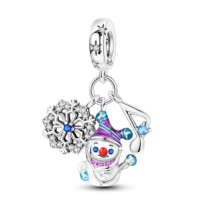 Exquisite Copper Snowflakes Snowman Penguin Fireplace Charms Fit Diy Bracelet Necklace Winter Season Accessories