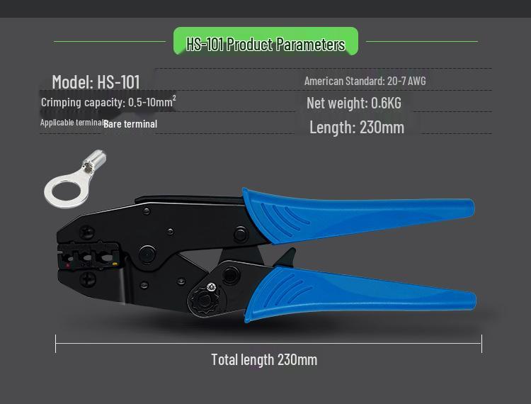 SN-02C/HSC Ratcheting Crimping Tool for 0.25-2.5 mm² BHT/FDD/RV/SV Wire