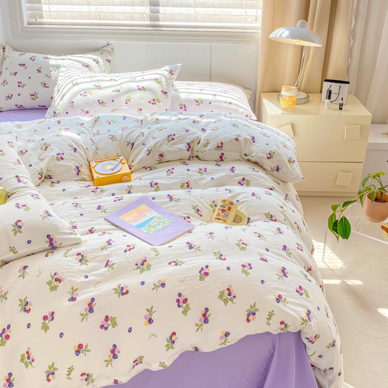 

Комплект из четырех предметов из двухслойной пряжи класса А для матери и ребенка, супермягкая простыня и пододеяльник из стиранного хлопка, студенческий общежитийный комплект из 3 предметов 1.5*2msingle quilt