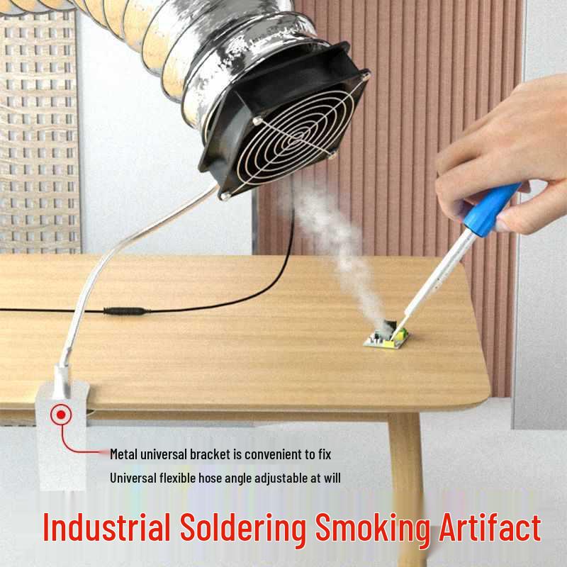 Compact Dual-Use Soldering Fume Extractor Fan with Stand for Welding and Smoking