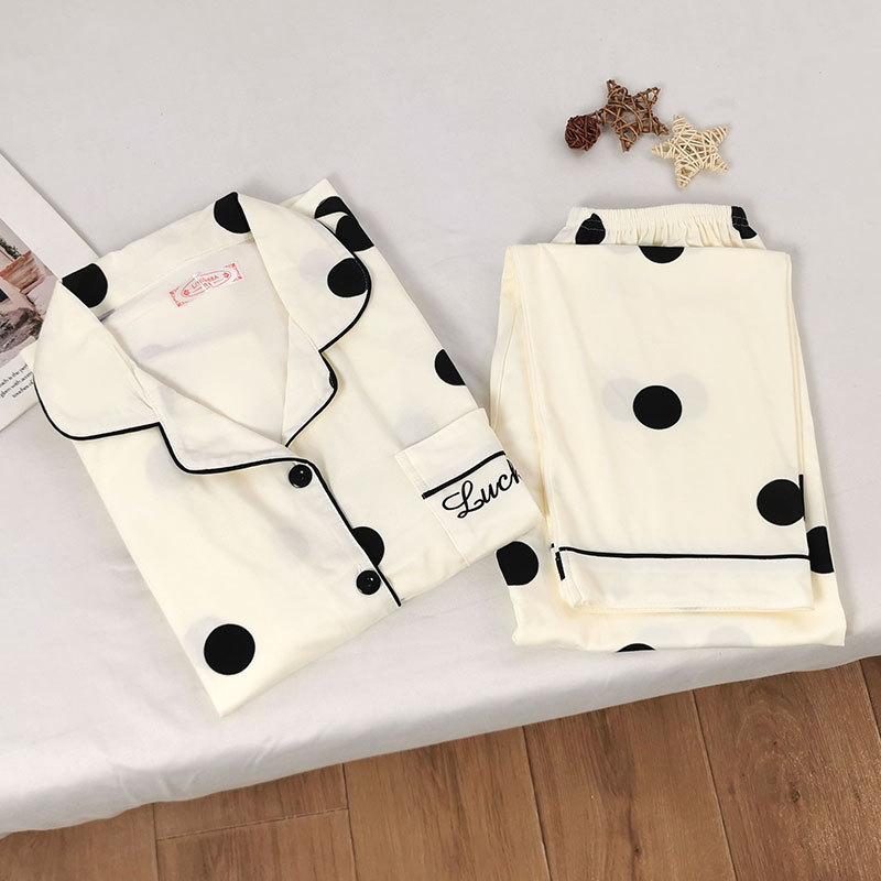 Spring and Autumn Korean Women's Pajamas Homewear Suit Casual Long-Sleeved Trousers Loose Large Size Pajamas Homewear