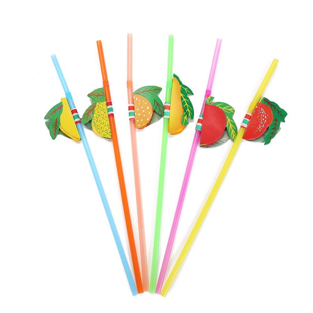 Straw Plastic for Fashion Party Pool Paper Decoration Assorted Cocktail Fruit Straws Drinking