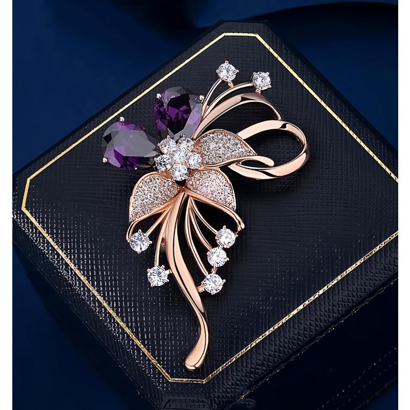 The "Brocade Flower Brooch" Features A Light Luxury Crystal Brooch Design and A Niche Anti-glare Pin
