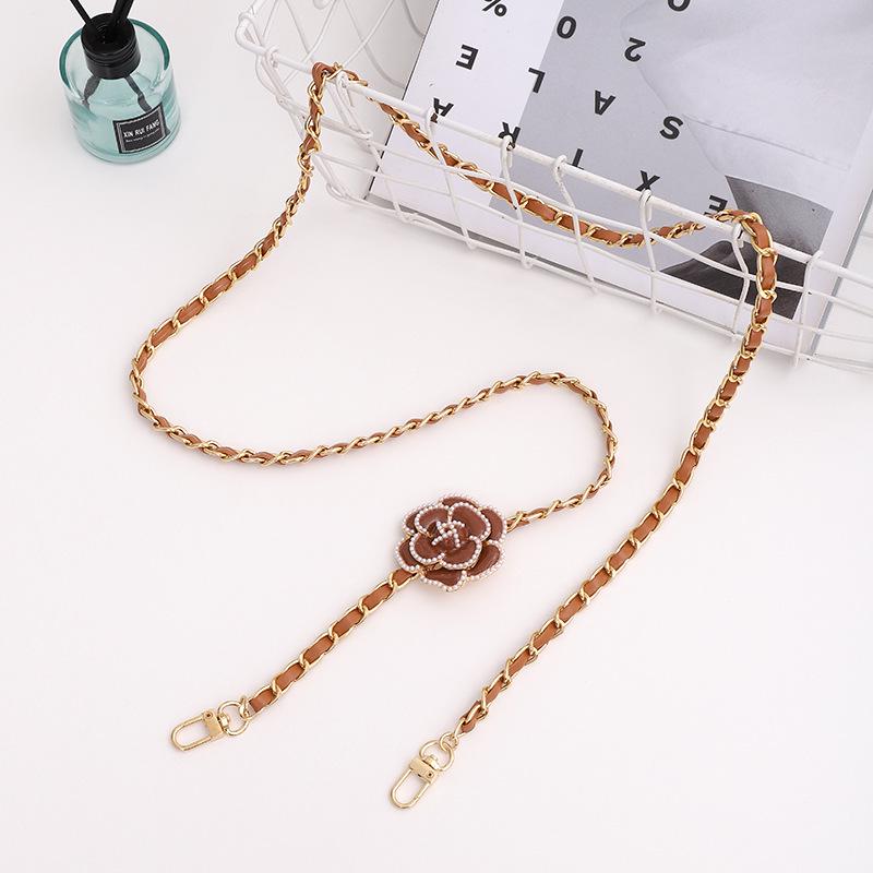 Korean Style Pearl Camellia Crossbody Phone Chain - Luxury Anti-drop Leather Lanyard Gift for Women Crossbody Chain